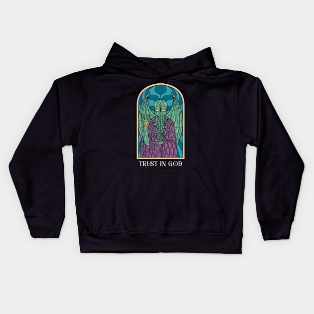 Cthulhu's Awakening: Unholy Presence in the Church Kids Hoodie by Holymayo Tee